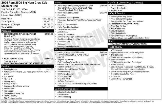2026 RAM 2500 Big Horn
