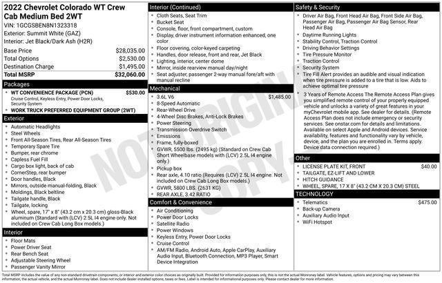 2022 Chevrolet Colorado WT