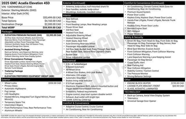 2025 GMC Acadia Elevation