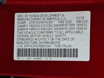 2026 Honda Ridgeline RTL