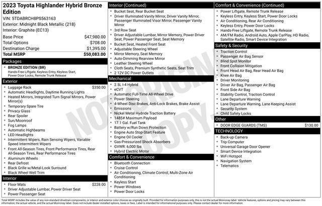 2023 Toyota Highlander Hybrid XLE Bronze
