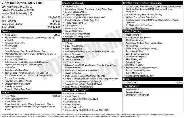 2022 Kia Carnival LXS