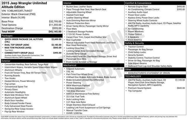 2015 Jeep Wrangler Unlimited Altitude