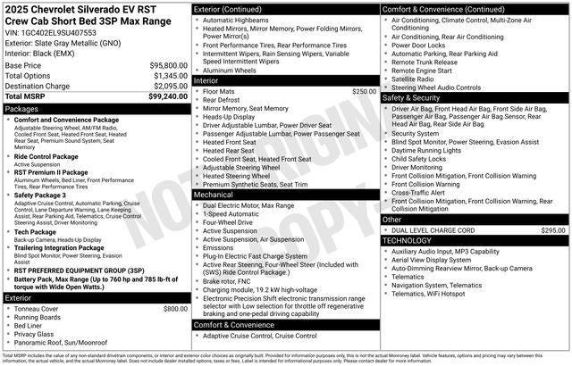 2025 Chevrolet Silverado EV RST - Max Range