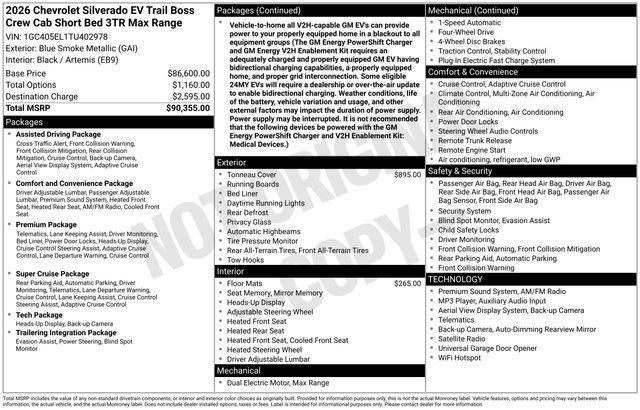 2026 Chevrolet Silverado EV Trail Boss - Max Range