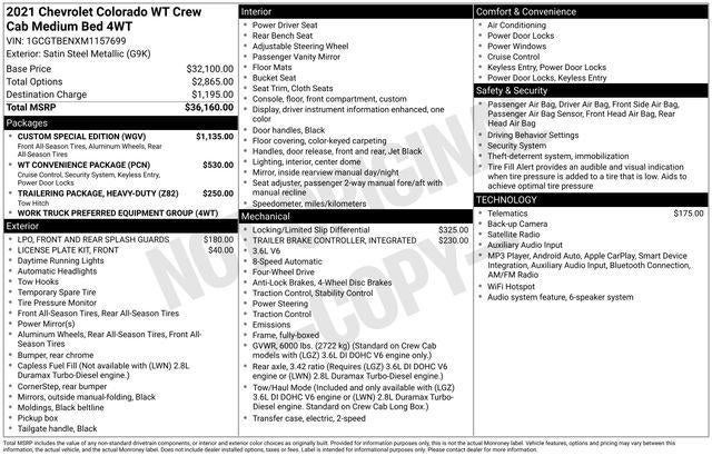 2021 Chevrolet Colorado 4WD Work Truck
