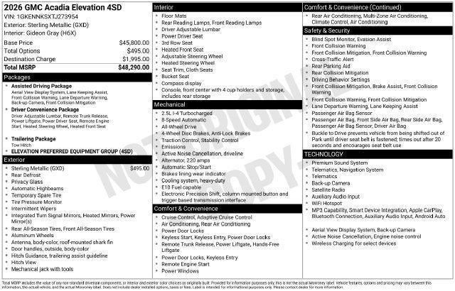 2026 GMC Acadia Elevation