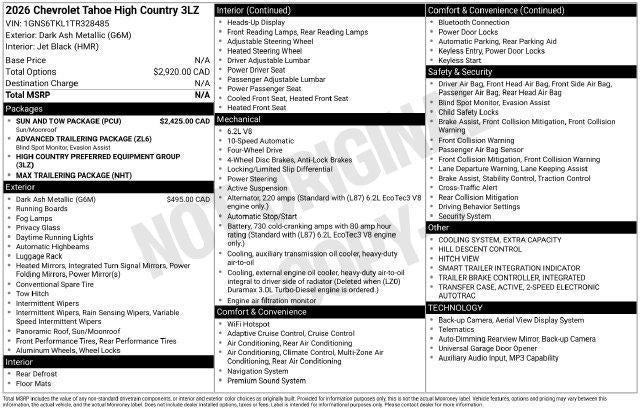 2026 Chevrolet Tahoe High Country
