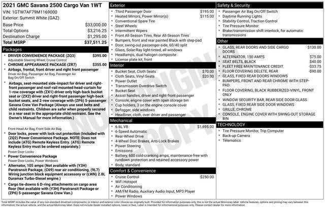 2021 GMC Savana Cargo 2500 Base