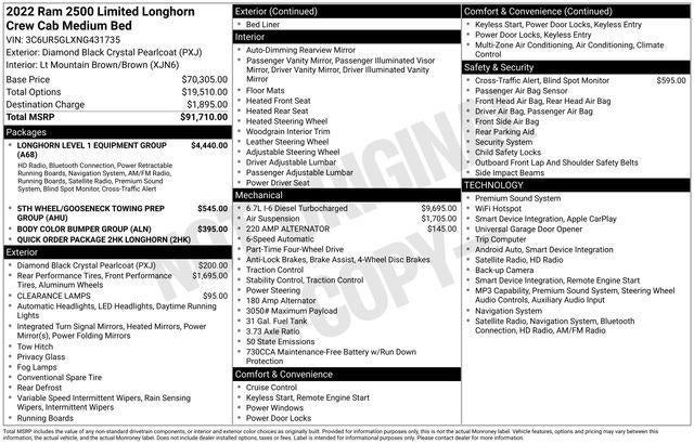 2022 RAM 2500 Limited Longhorn Crew Cab 4x4 6'4" Box