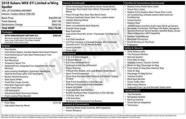2018 Subaru WRX STI Limited