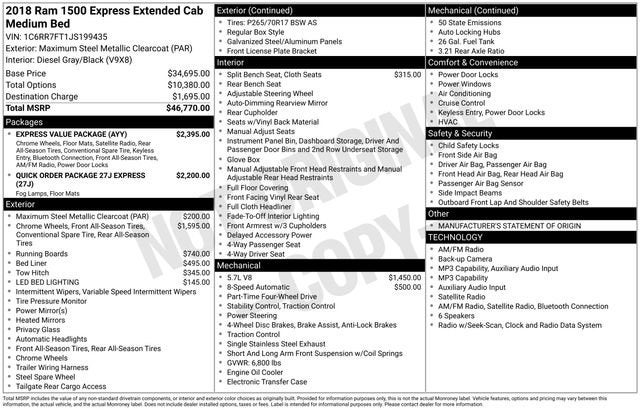 2018 RAM 1500 Express Quad Cab 4x4 6'4" Box