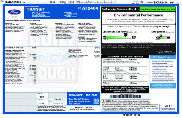 2025 Ford Transit Cargo Van T-250 130" Low Rf 9070 GVWR RWD