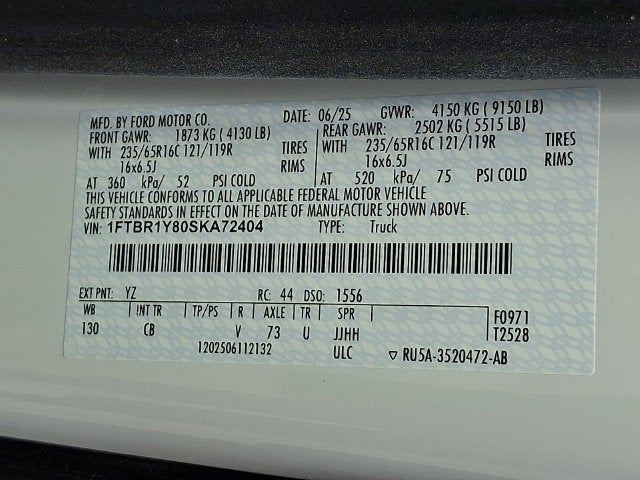 2025 Ford Transit Cargo Van T-250 130" Low Rf 9070 GVWR RWD