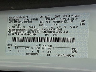 2025 Ford Transit Cargo Van T-250 130" Low Rf 9070 GVWR RWD