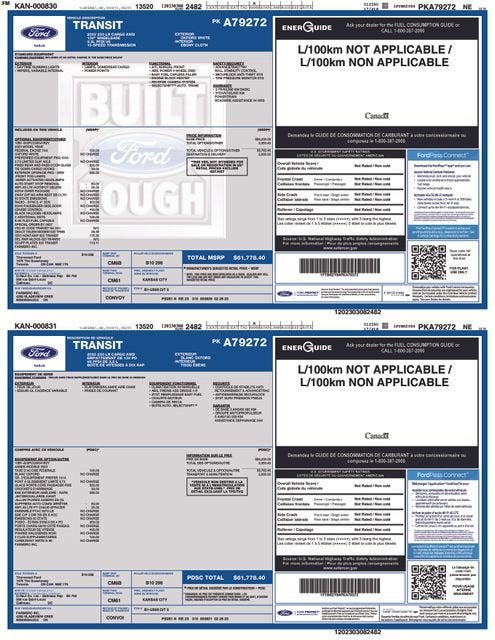 2023 Ford Transit Cargo Van T-250 130" Low Rf 9070 GVWR AWD