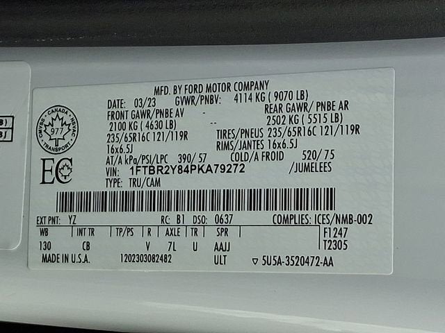 2023 Ford Transit Cargo Van T-250 130" Low Rf 9070 GVWR AWD