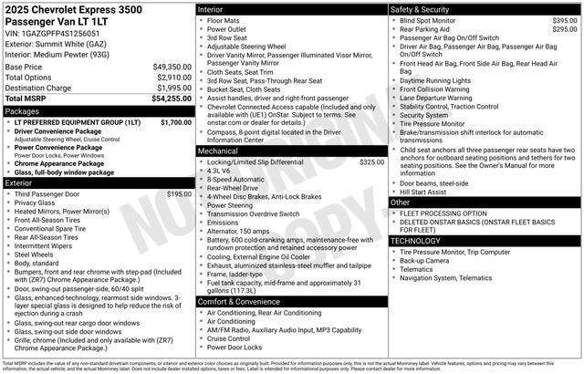 2025 Chevrolet Express Passenger 1LT