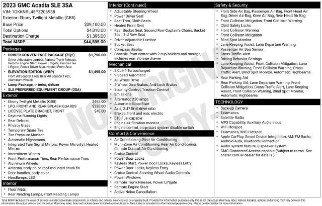 2023 GMC Acadia SLE