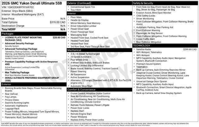 2026 GMC Yukon Denali Ultimate