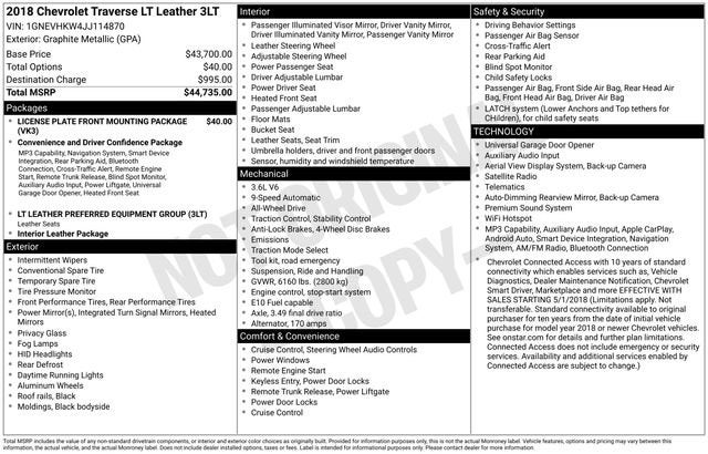 2018 Chevrolet Traverse LT Leather