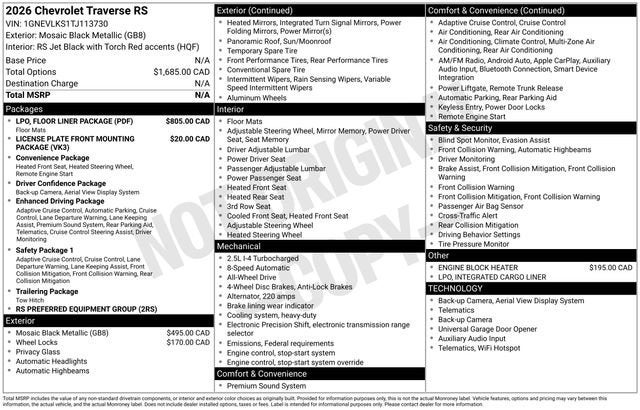 2026 Chevrolet Traverse RS