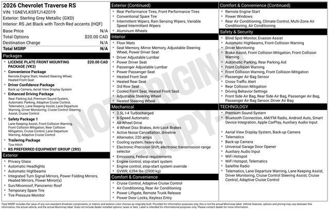 2026 Chevrolet Traverse RS