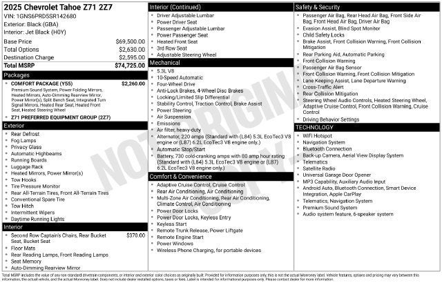 2025 Chevrolet Tahoe Z71