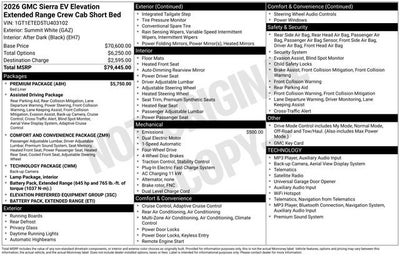 2026 GMC Sierra EV Elevation Extended Range