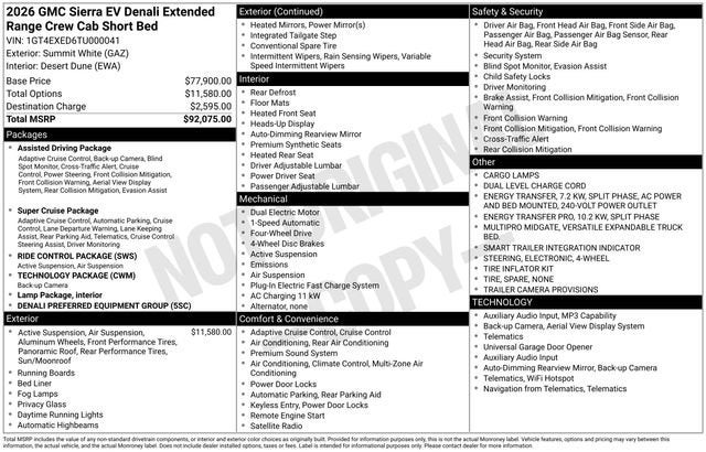 2026 GMC Sierra EV Denali Extended Range