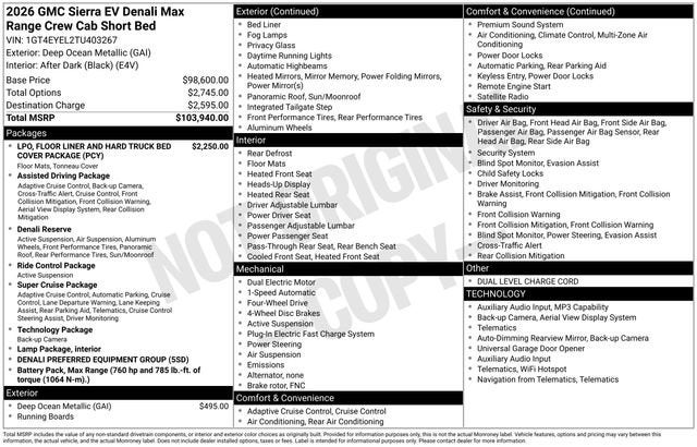 2026 GMC Sierra EV Denali Max Range