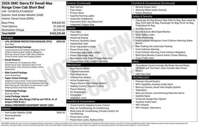 2026 GMC Sierra EV Denali Max Range