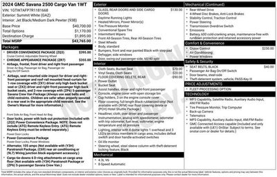 2024 GMC Savana Cargo 2500 Work Van