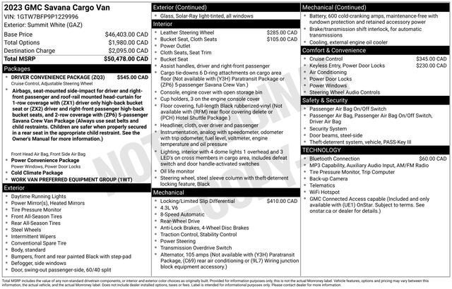 2023 GMC Savana Cargo 2500 Work Van