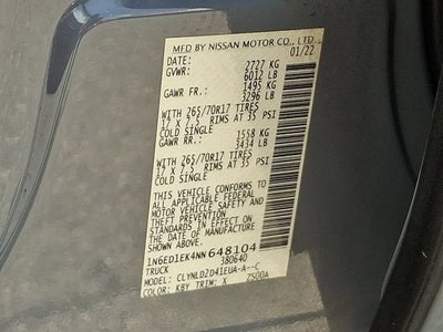 2022 Nissan Frontier Crew Cab PRO-4X 4x4