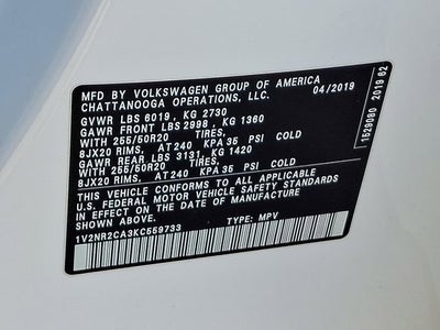 2019 Volkswagen Atlas 3.6L V6 SEL Premium