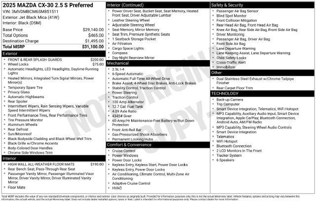 2025 Mazda Mazda CX-30 2.5 S Preferred Package