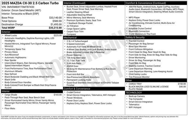 2025 Mazda Mazda CX-30 2.5 Carbon Turbo