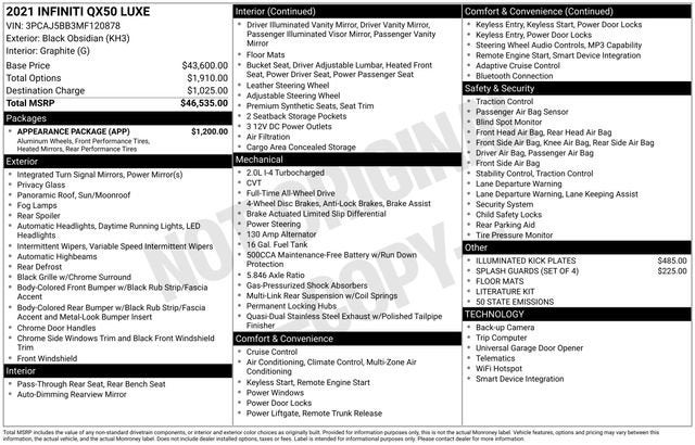 2021 INFINITI QX50 LUXE AWD