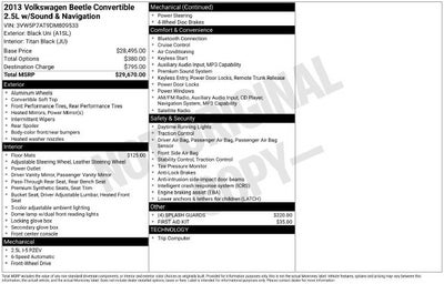 2013 Volkswagen Beetle Convertible 2.5L