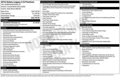 2016 Subaru Legacy 2.5i Premium