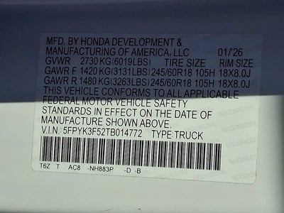 2026 Honda Ridgeline RTL