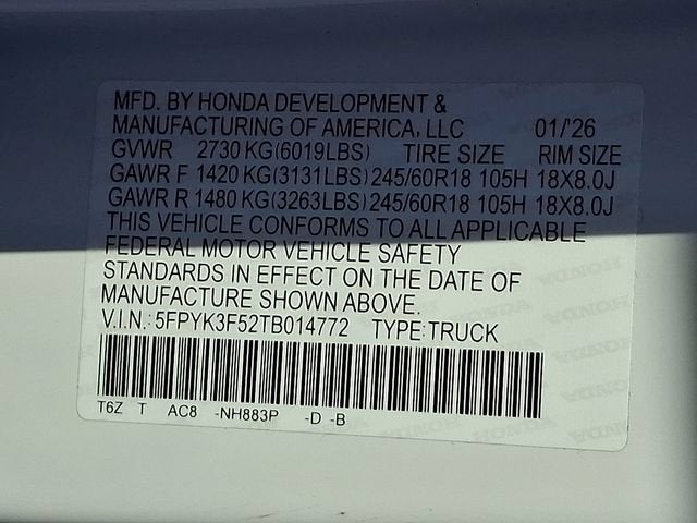 2026 Honda Ridgeline RTL