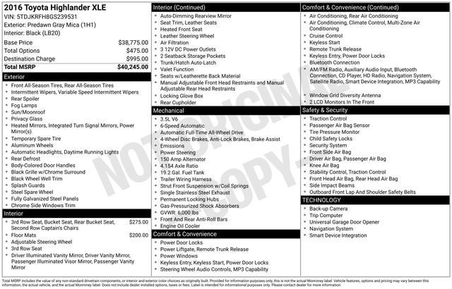 2016 Toyota Highlander XLE V6