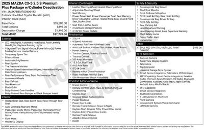 2025 Mazda Mazda CX-5 2.5 S Premium Plus Package