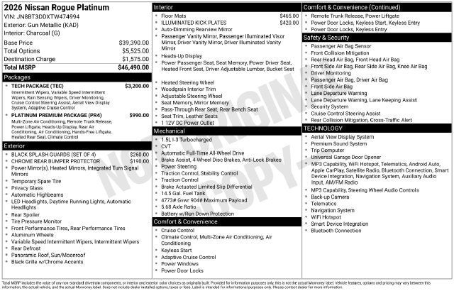 2026 Nissan Rogue Platinum