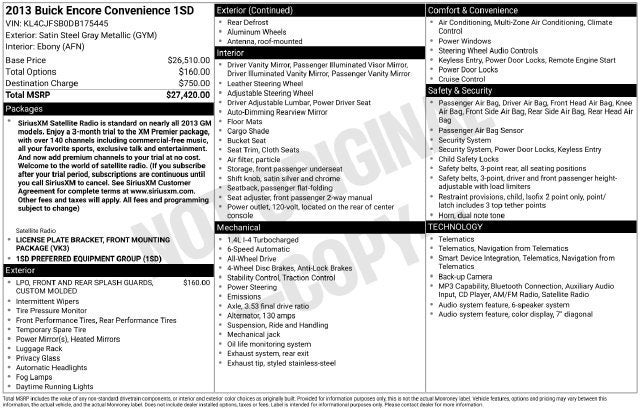 2013 Buick Encore Convenience