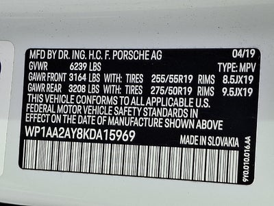 2019 Porsche Cayenne BASE 4 DOOR SUV 3.0L V6