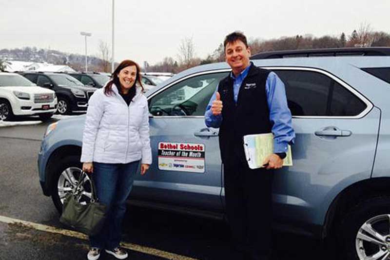 School teacher of the month gets to drive a new car from Ingersoll Auto of Danbury Buick GMC